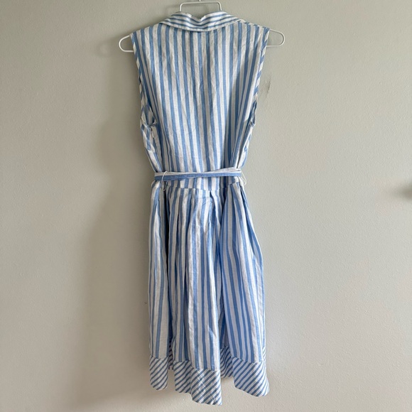 Neiman Marcus 100% Linen Blue Striped Shirt Dress Size Medium - Picture 10 of 13